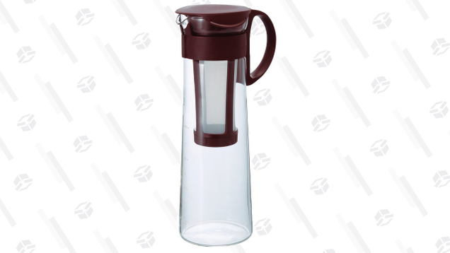 The Hario Mizudashi essentially works the same way as the mason jar method, but comes with a reusable filter basket, rather than a floating nut milk bag.